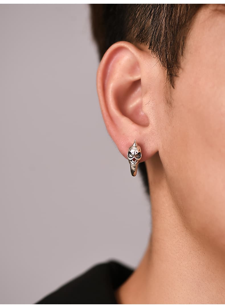メンズピアス メンズピアス ドクロデザインフープピアス