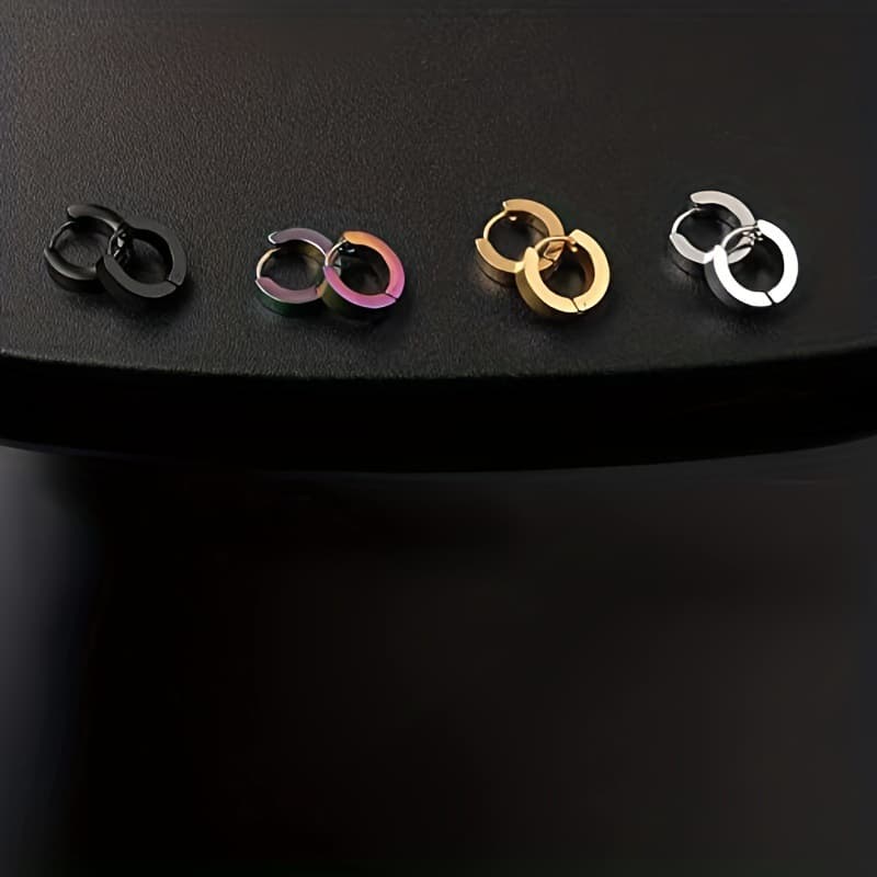 メンズピアス シンプル輪型フープピアス