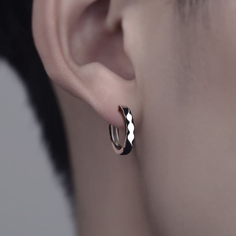 メンズピアス 波紋デザインフープピアス