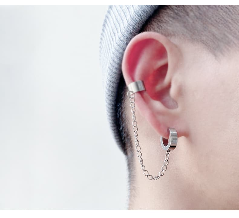 メンズピアス チェーンピアス イヤーカフ チェーン フープピアス セット