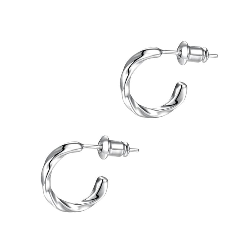 メンズピアス ねじれデザイン フープピアス