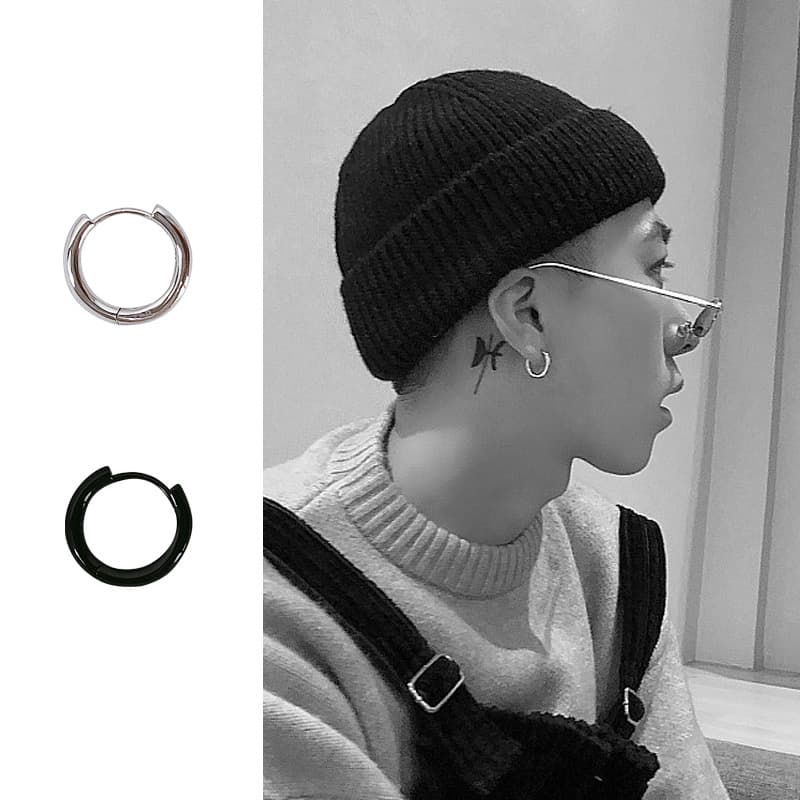 メンズピアス シンプル輪型フープピアス