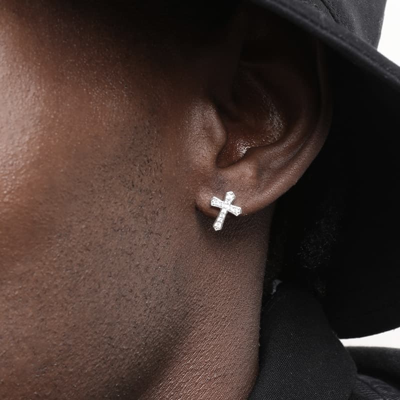 メンズピアス クロス十字架 キュービック ジュエリー ピアス