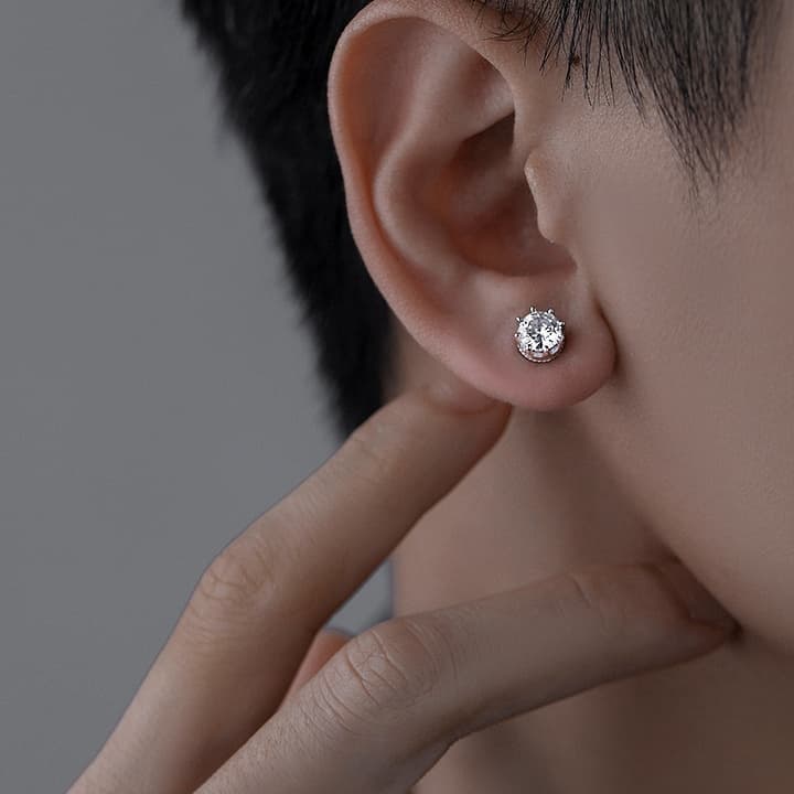 メンズピアス 輝石純銀スタッドピアス