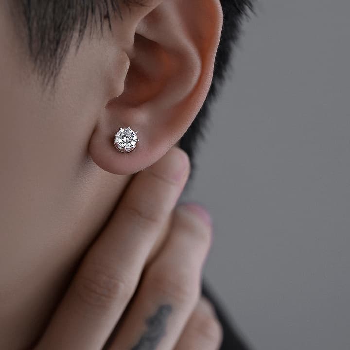 メンズピアス 輝石純銀スタッドピアス