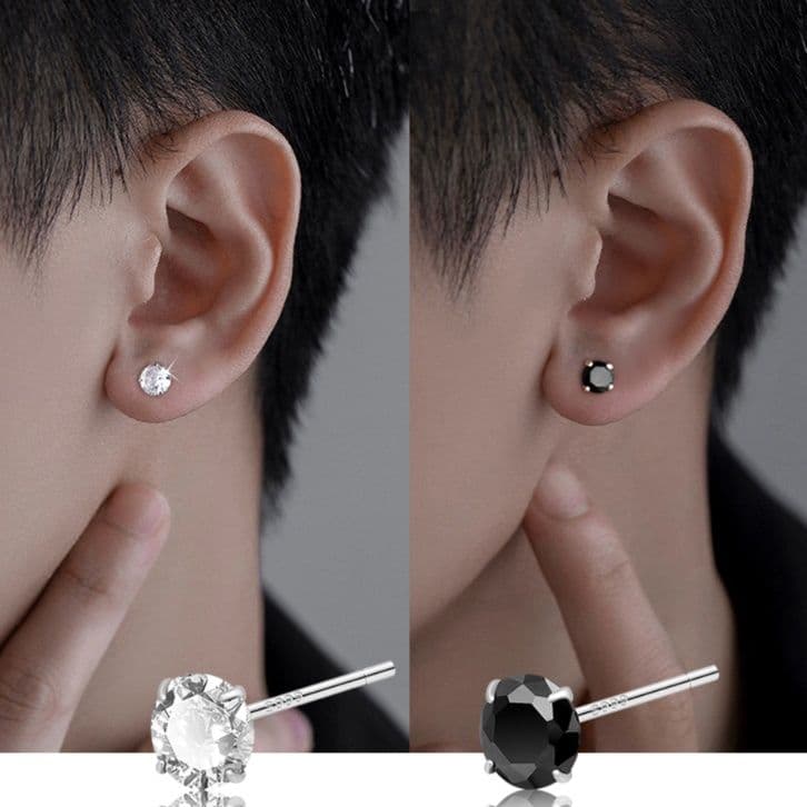 メンズピアス 輝石一粒スタッドピアス