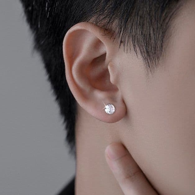 メンズピアス 輝石一粒スタッドピアス