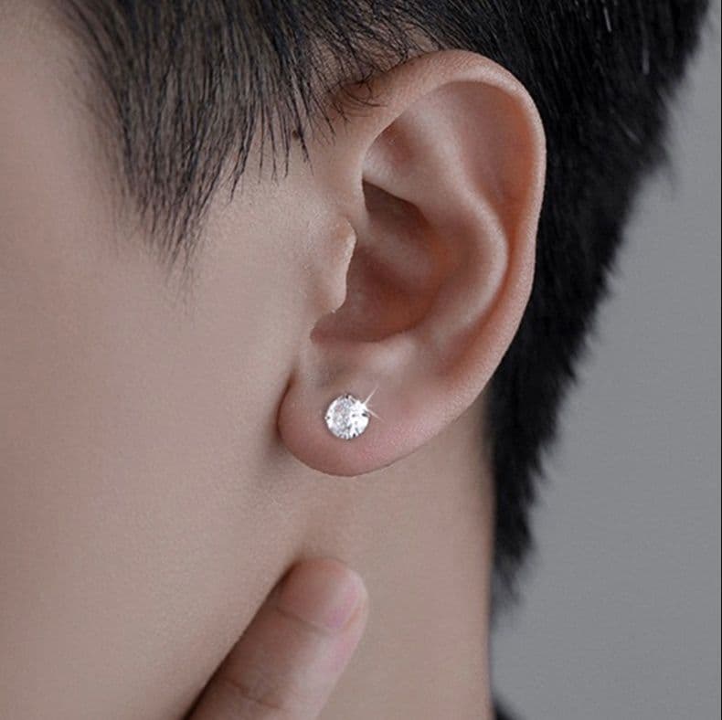 メンズピアス 輝石一粒スタッドピアス