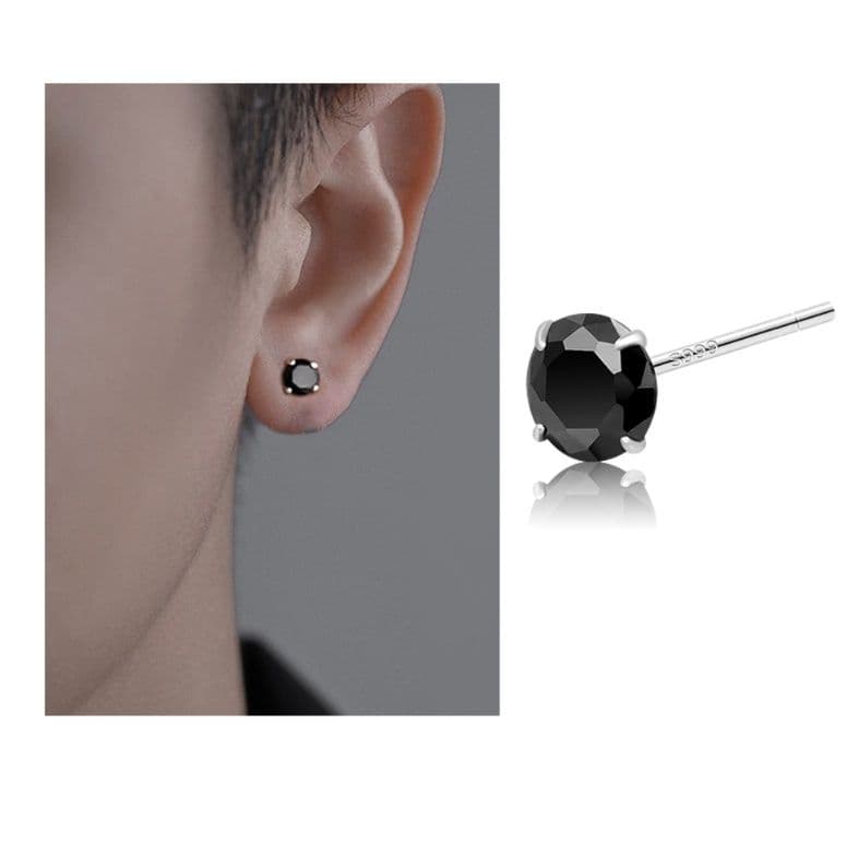 メンズピアス 輝石一粒スタッドピアス