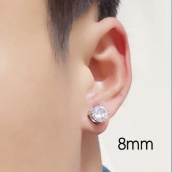 メンズピアス 煌めきクリスタル磁石ピアス