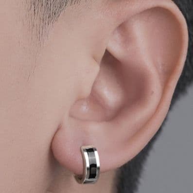 メンズピアス モダンコントラストフープピアス