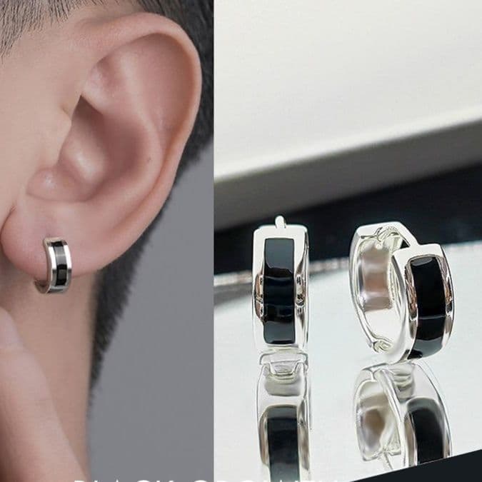 メンズピアス モダンコントラストフープピアス