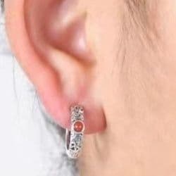 メンズピアス 唐草模様の天然石フープピアス