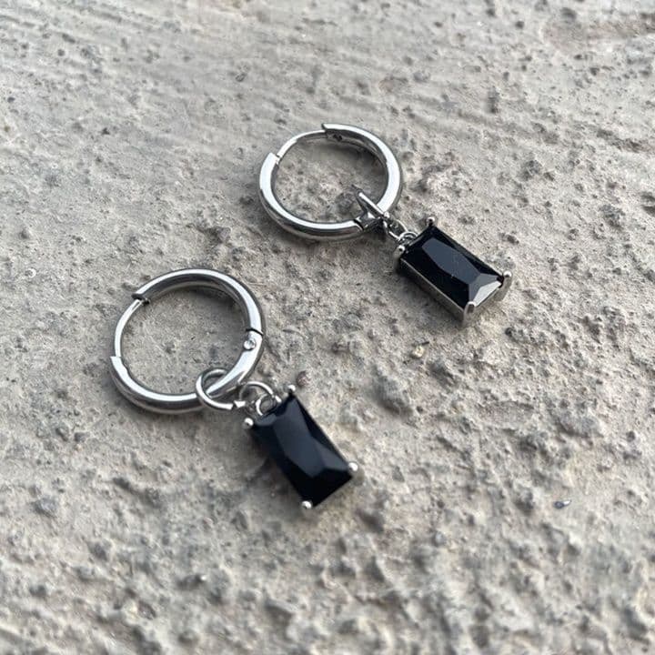 メンズピアス クリスタル付きフープピアスセット